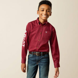 Boys Team Logo Twill Ls Burgw 10030163